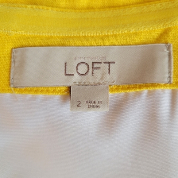 LOFT Yellow Strapless Striped Linen Dress Size 2 - Picture 6 of 6
